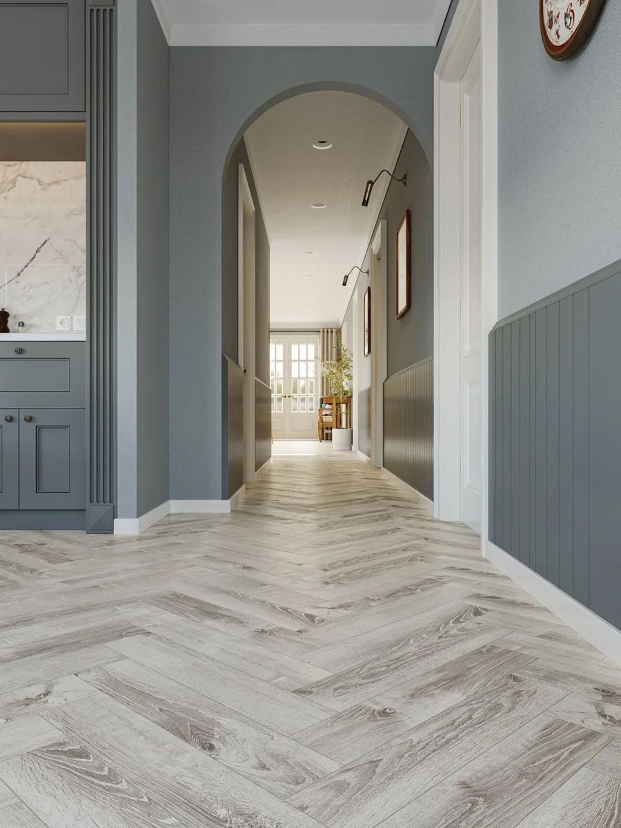 Кварцвиниловый SPC ламинат Cronafloor Herringbone Дуб Страсбург H005 венгерская елка 640×128×4,5