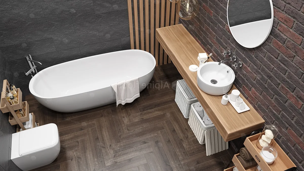 Кварцвиниловый SPC ламинат Alpine Floor Parquet Light Дуб Альферац ECO 13-22 венгерская елка 600×125×4