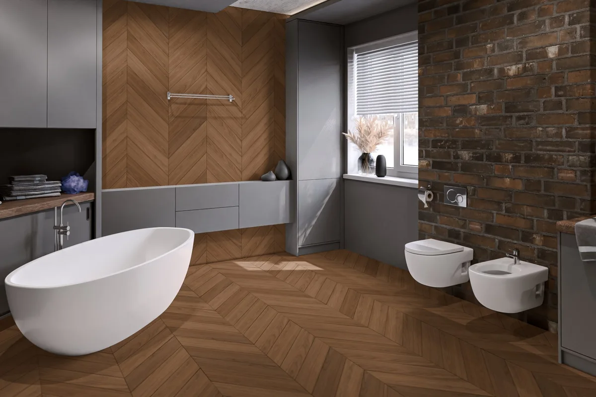 Кварцвиниловый SPC ламинат Damy Floor Chevron Блуа DF08-Ch французская елка 600×127×5