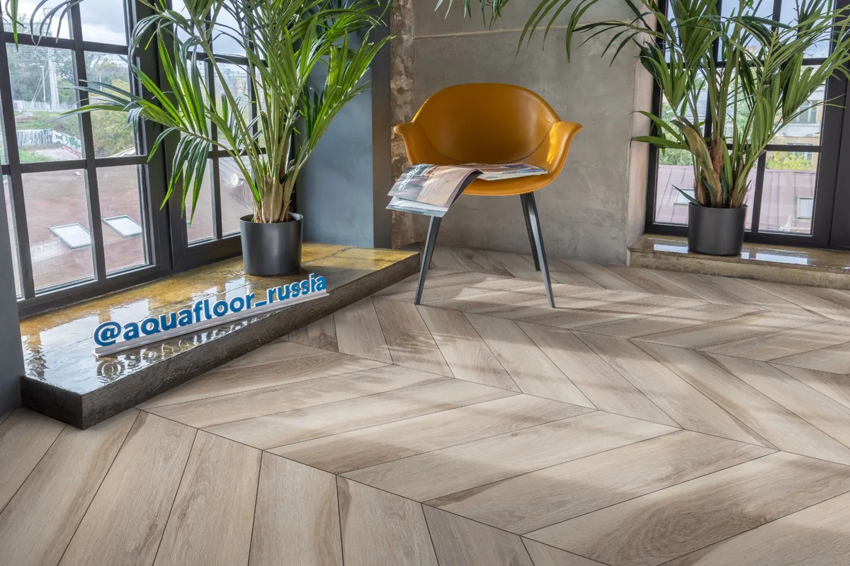 Кварцвиниловая плитка Aquafloor клеевая Parquet Chevron Glue AF2551PGCh французская елка 553,7×130,5×2,5