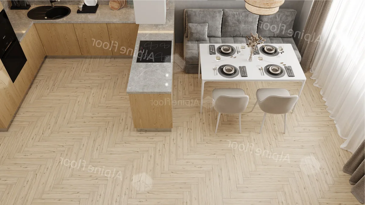Ламинат Alpine Floor Herringbone 12 PRO New Дуб Лион LF106-01 венгерская елка 606×101×12