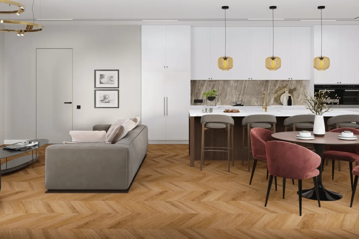 Кварцвиниловая плитка Damy Floor клеевая Chevron LVT Монсоро DF09-Ch-LVT французская елка 600×127×2,5