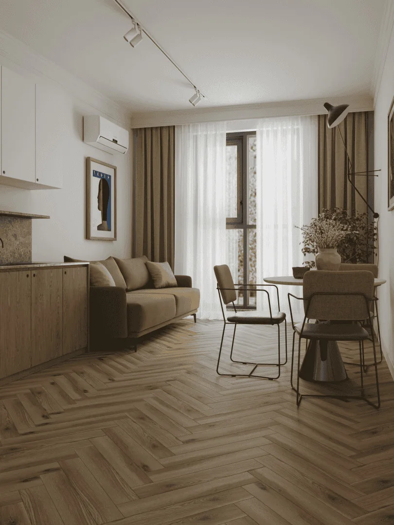 Ламинат Norland Herringbone Elegant Дуб Лира LF303-40 венгерская елка 600×100×8