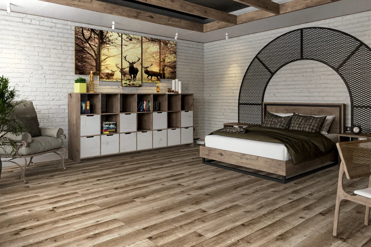 Кварцвиниловая плитка Damy Floor клеевая Family LVT Дуб Изысканный JC8271-7-LVT 1227×187×2,5