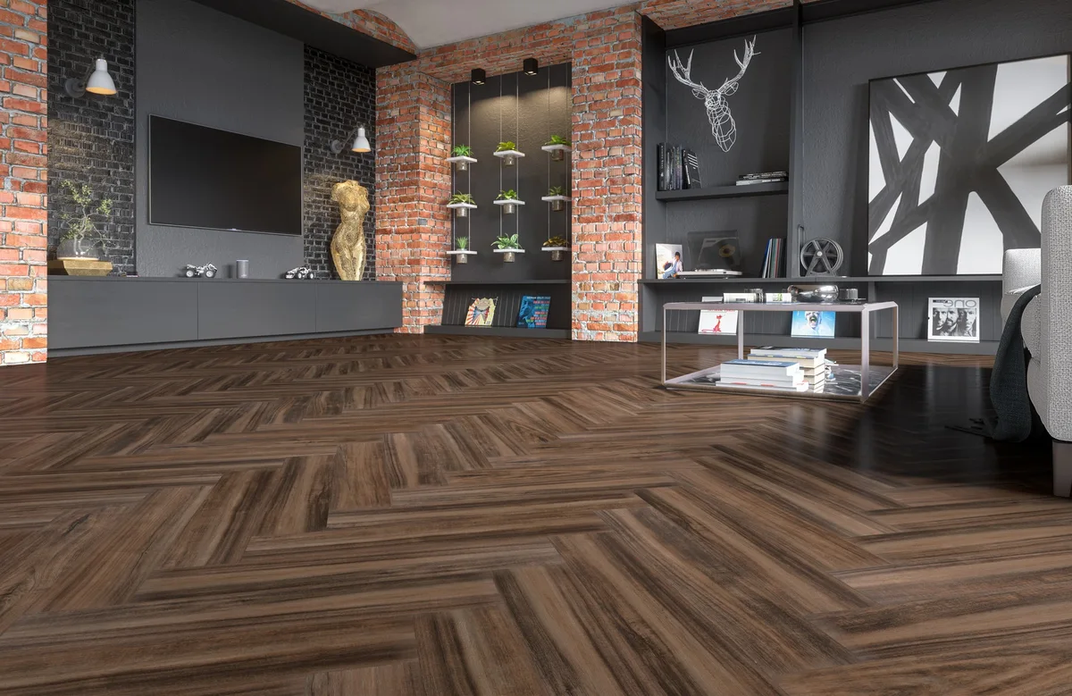 Кварцвиниловый SPC ламинат Fargo Parquet Дуб Сиена 33-64W929 венгерская елка 615×123×4