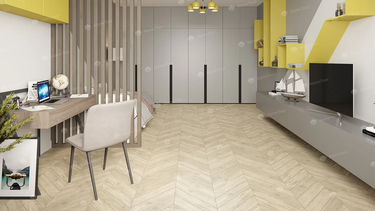 Кварцвиниловый SPC ламинат Alpine Floor Chevron Alpine Сонома ECO 18-7 французская елка 600×127×5