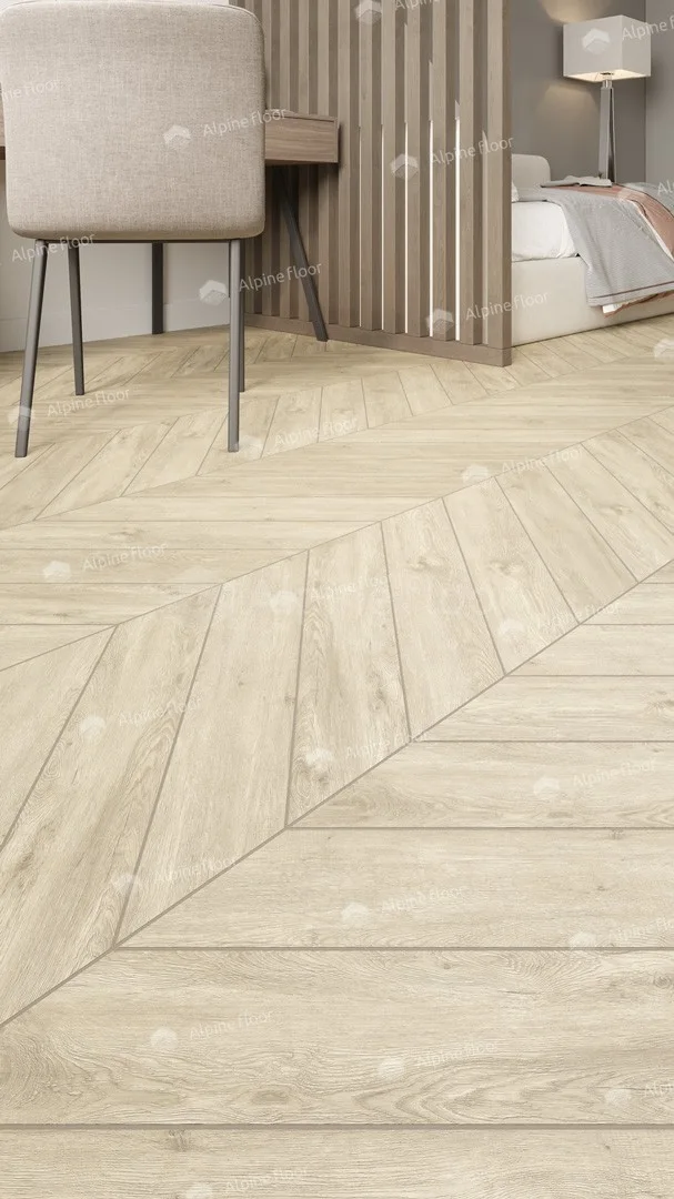 Кварцвиниловая плитка Alpine Floor клеевая Chevron Alpine LVT Сонома Chevron ECO 20-7 французская елка 555×127×2,5