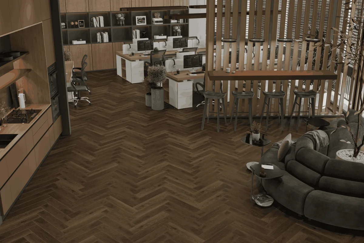 Кварцвиниловый SPC ламинат Alpine Floor Титан Паркет Минос ECO 29-4-R венгерская елка 600×125×6