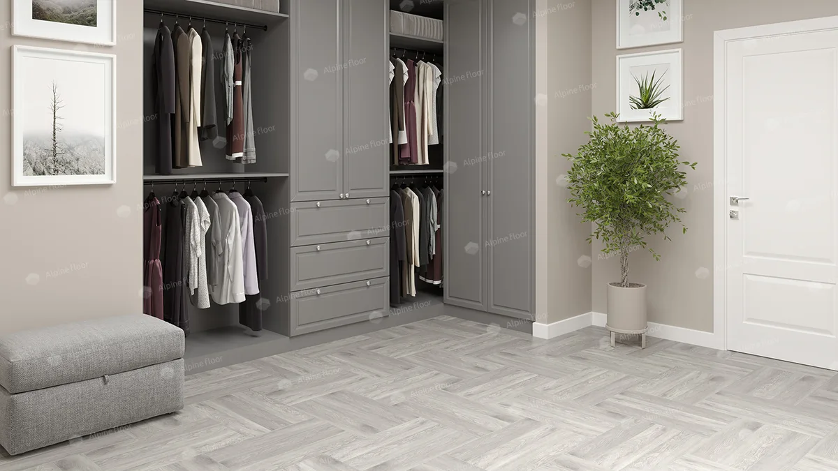 Кварцвиниловая плитка Alpine Floor клеевая Parquet LVT Дуб Полис ECO 16-21 венгерская елка 590×118×2,5