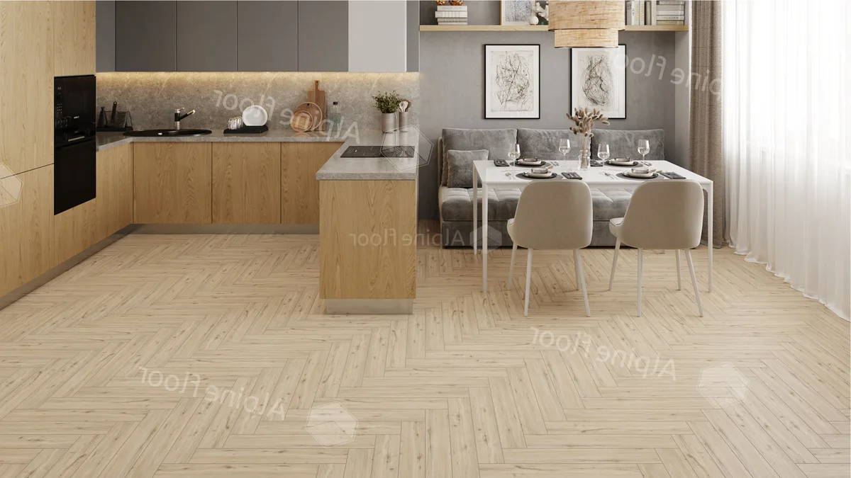 Ламинат Alpine Floor Herringbone 12 PRO New Дуб Лион LF106-01 венгерская елка 606×101×12