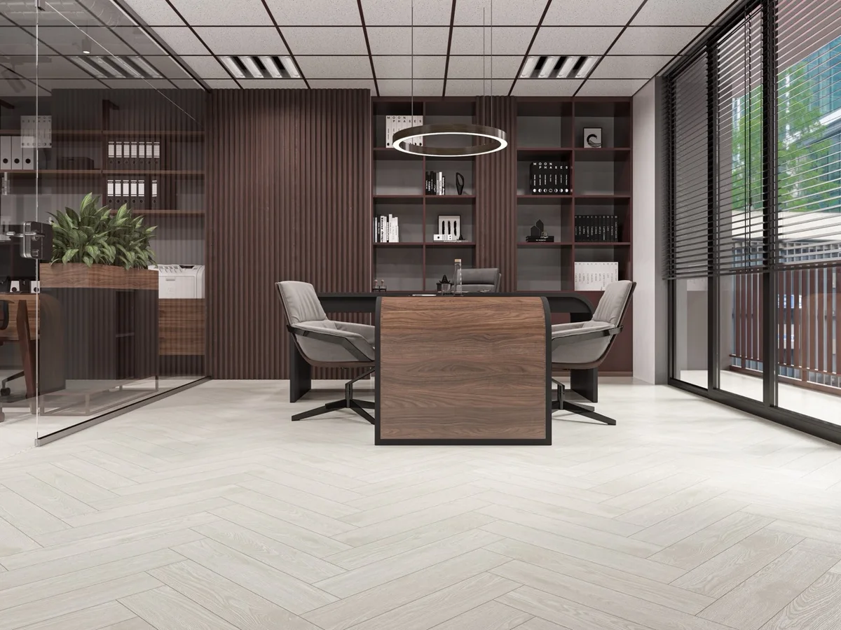 Кварцвиниловый SPC ламинат Cronafloor Herringbone Дуб Нант H003 венгерская елка 640×128×4,5