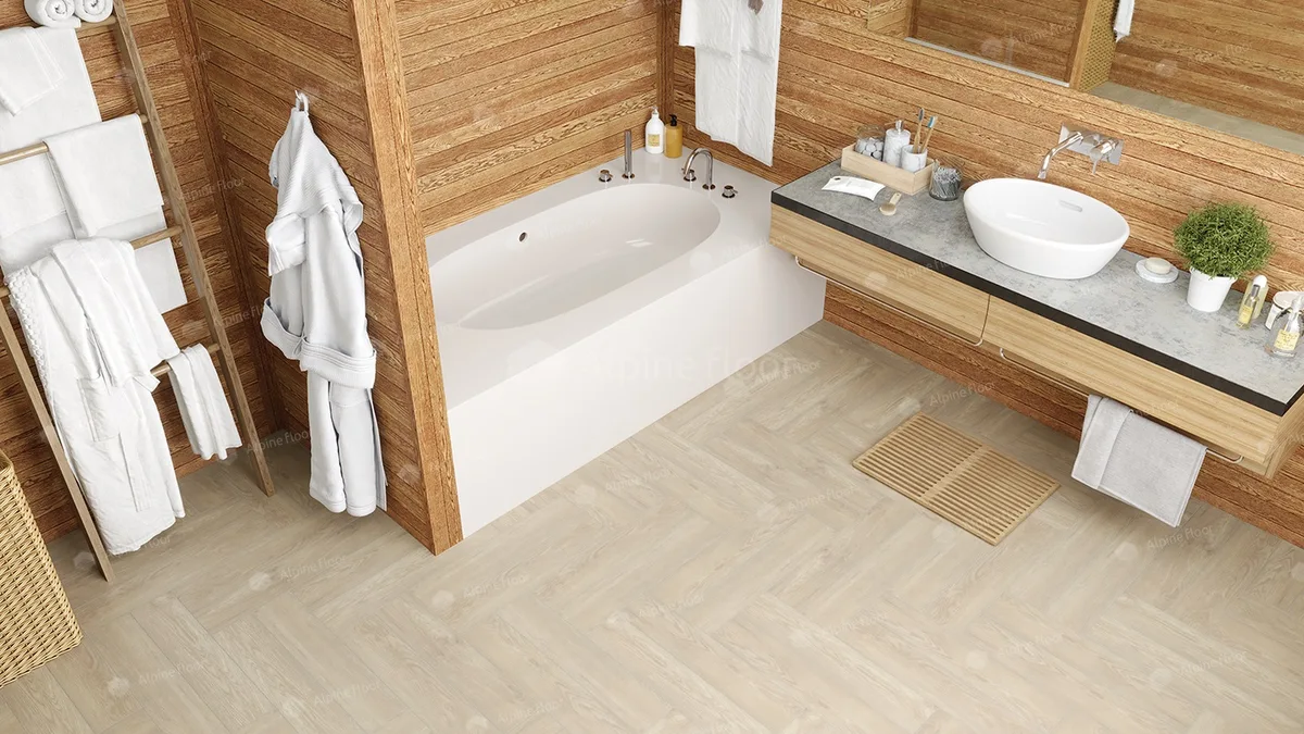 Кварцвиниловый SPC ламинат Alpine Floor Parquet Light Дуб Адара ECO 13-14 венгерская елка 600×125×4