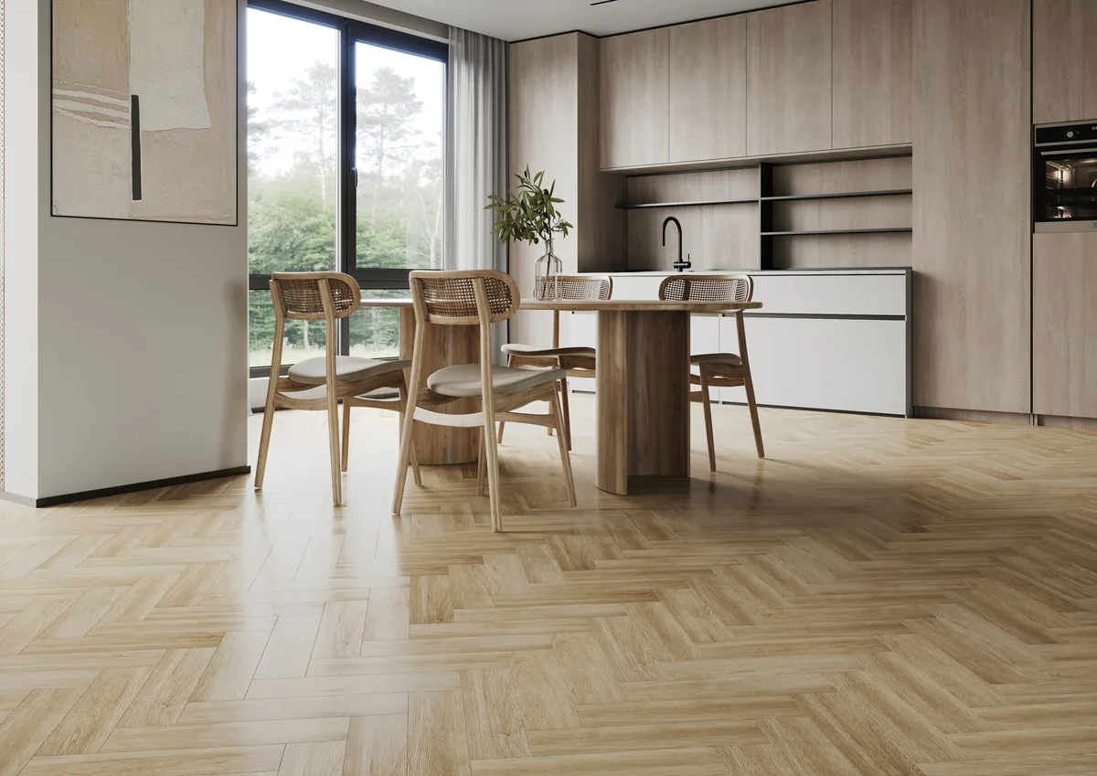 Кварцвиниловый SPC ламинат Home Expert Parquet Design Дуб Фраппе 44-7009-64 венгерская елка 400×100×4,5