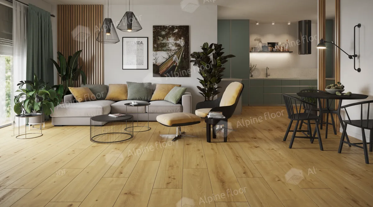 Кварцвиниловый SPC ламинат Alpine Floor ProNature Caldas 62543 1290×246×4