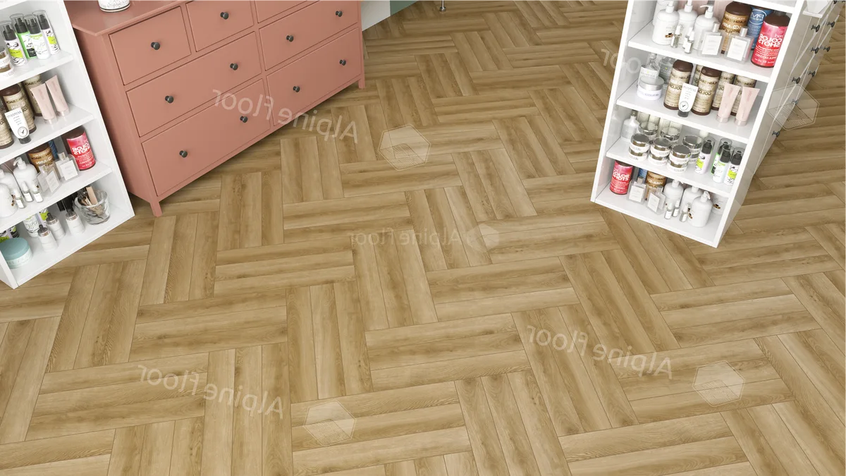 Ламинат Alpine Floor Herringbone 12 PRO Дуб Эльзас LF106-02 венгерская елка 606×101×12