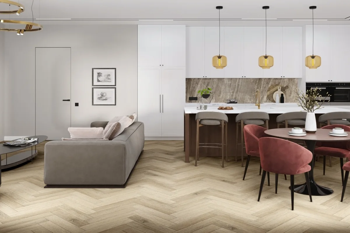 Кварцвиниловый SPC ламинат Damy Floor London Честер 200415EL-01 венгерская елка 615×123×4