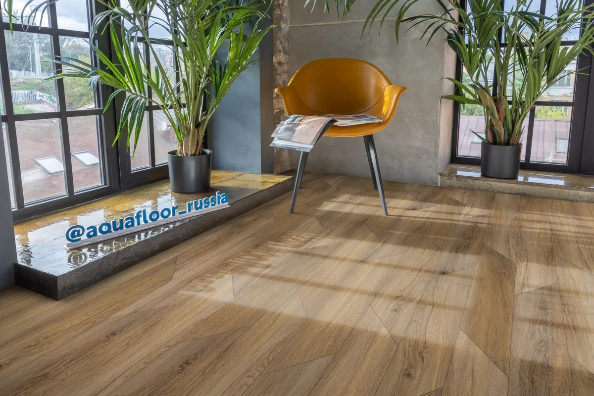 Кварцвиниловая плитка Aquafloor клеевая Parquet Chevron Glue AF2556PGCh 553,7×130,5×2,5