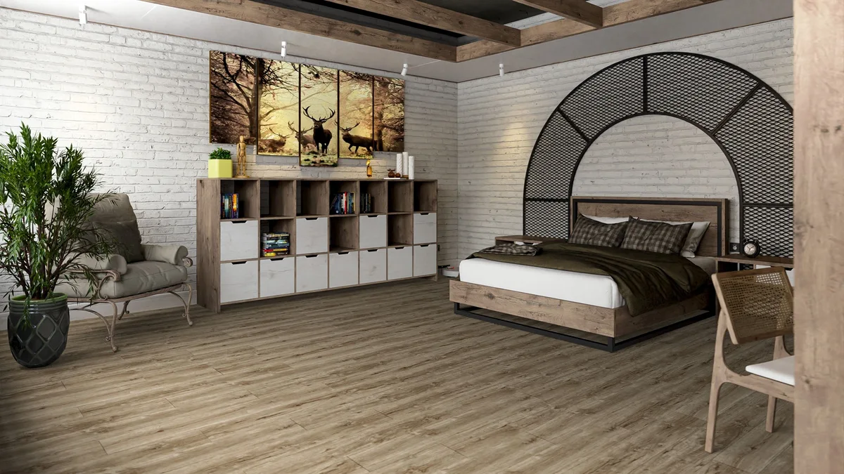 Кварцвиниловая плитка Damy Floor клеевая Family LVT Дуб Имбирный 248-8-LVT 1227×187×2,5