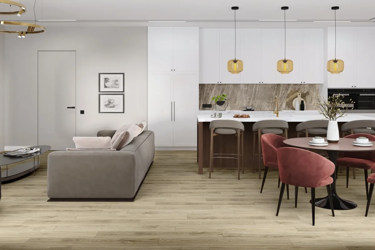 Кварцвиниловый SPC ламинат Damy Floor Family Дуб Белый SL3739-3 1220×180×4