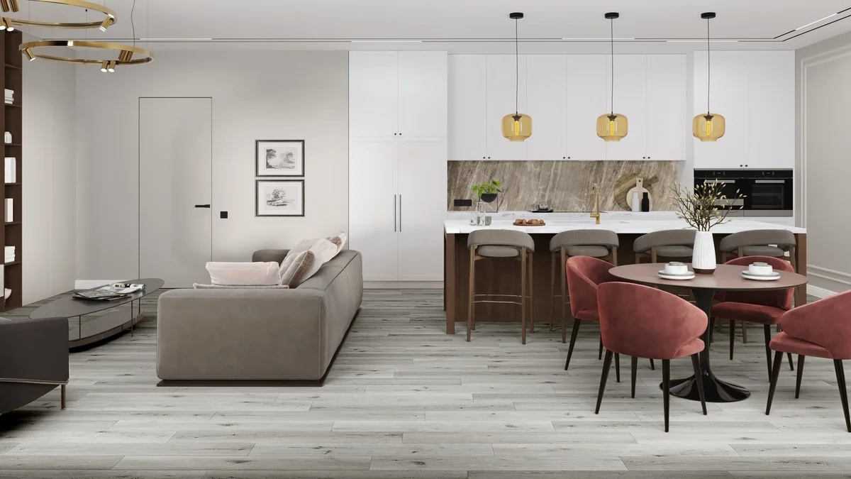Кварцвиниловая плитка Damy Floor клеевая Family LVT Дуб Классический Серый T7020-2-LVT 1227×187×2,5