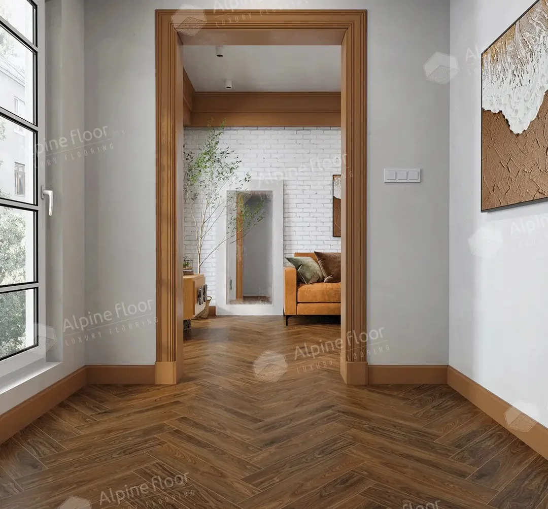 Кварцвиниловый SPC ламинат Alpine Floor Nut Кенари ECO 22-4 венгерская елка 600×125×4