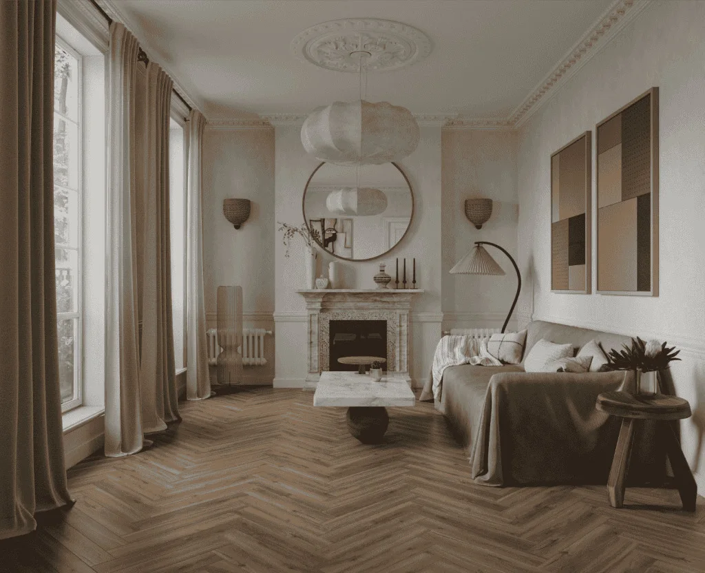 Ламинат Norland Herringbone Elegant Strong Дуб Велла LF304-37 венгерская елка 600×100×12