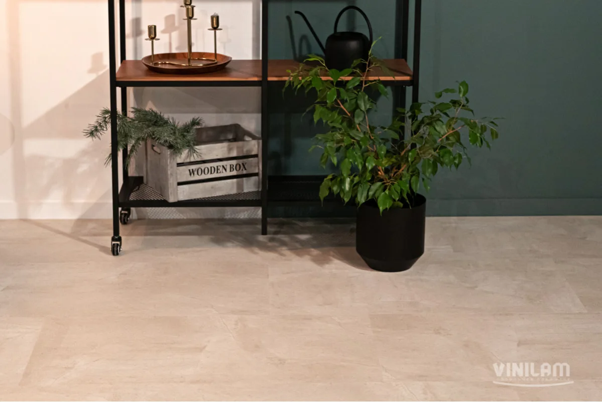 Кварцвиниловая плитка Vinilam клеевая Ceramo Stone Glue Бетон Белый 71615 950×475×2,5