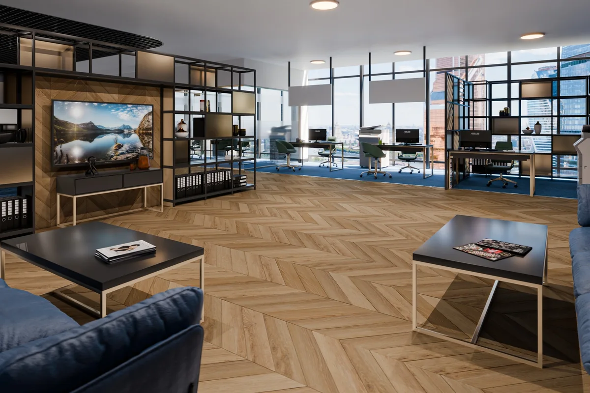 Кварцвиниловый SPC ламинат Damy Floor Chevron Лувр DF04-Ch французская елка 600×127×5,2