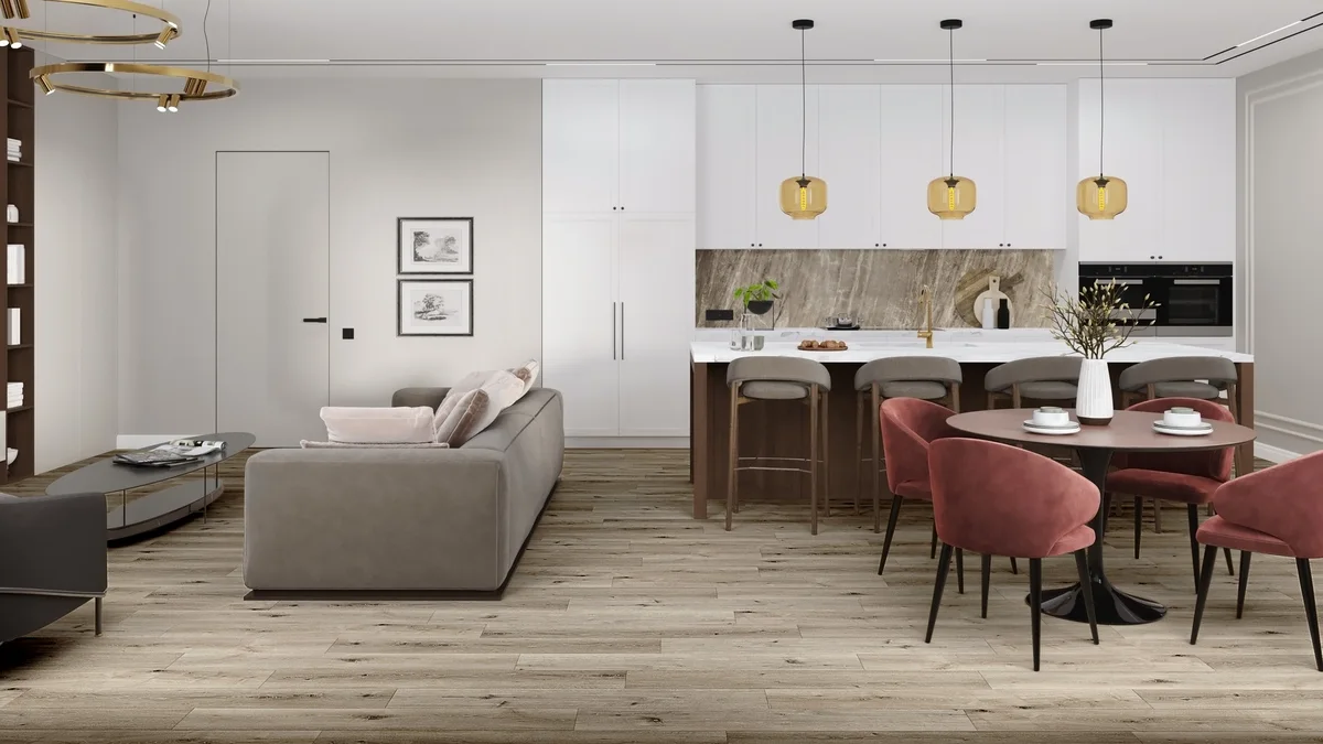 Кварцвиниловая плитка Damy Floor клеевая Family LVT Дуб Лофт 1508-1-LVT 1227×187×2,5