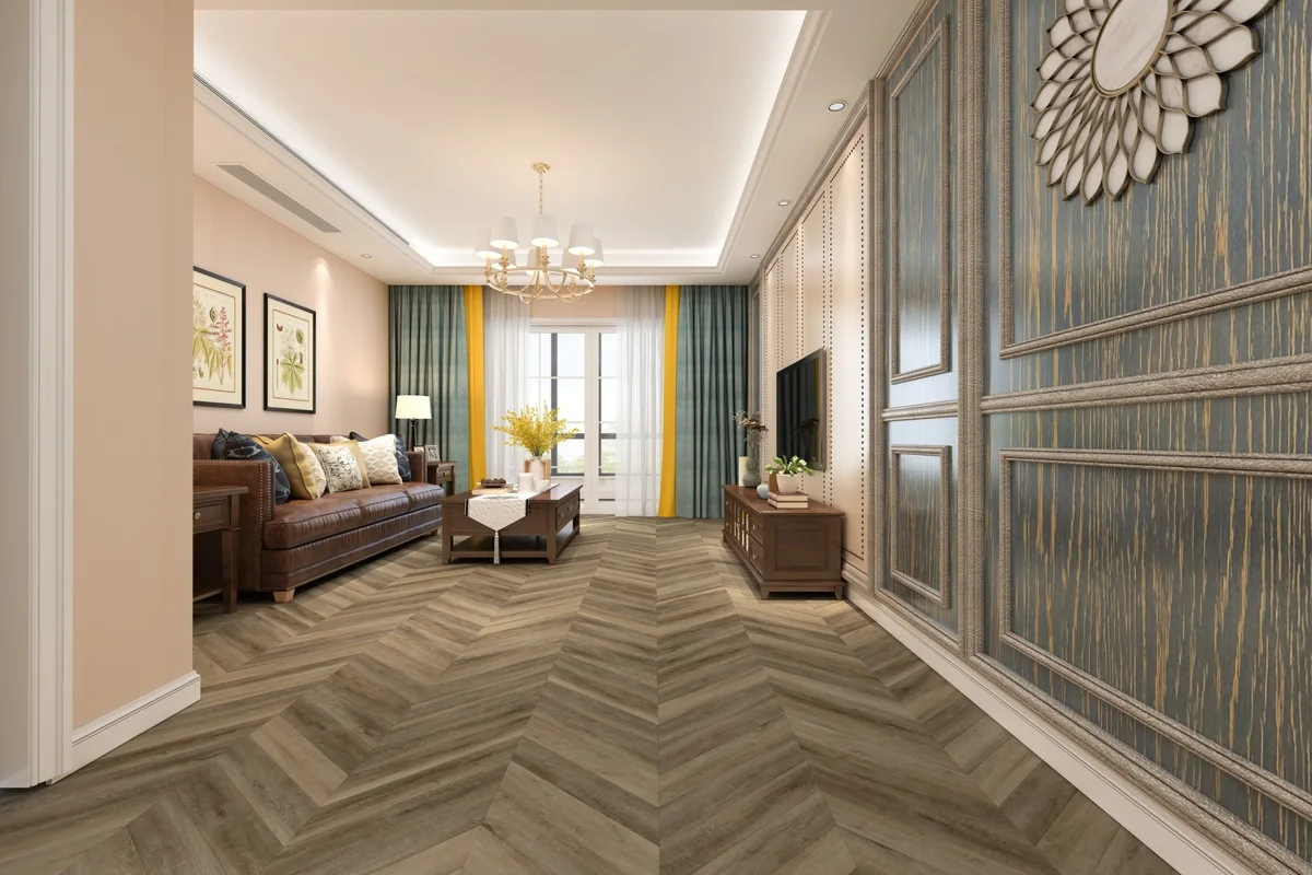 Кварцвиниловый SPC ламинат Damy Floor Chevron Амбуаз DF06-Ch французская елка 600×127×5