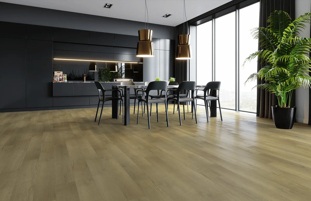 Кварцвиниловый SPC ламинат Home Expert Natural Дуб Янтарный пляж 1201 / 0-002 1220×150×3,5