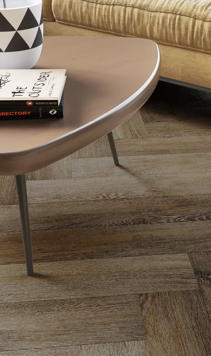 Кварцвиниловый SPC ламинат Vinilam Parquet Herringbone Паркет Тусон IS11377 венгерская елка 720×120×6,5