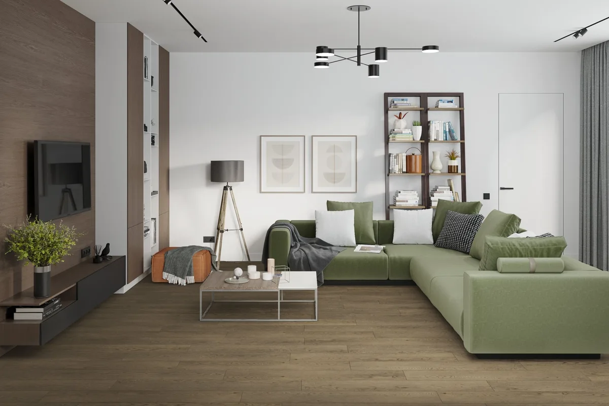 Кварцвиниловая плитка Damy Floor клеевая Family LVT Дуб Мокко 0030-6-LVT 1227×187×2,5