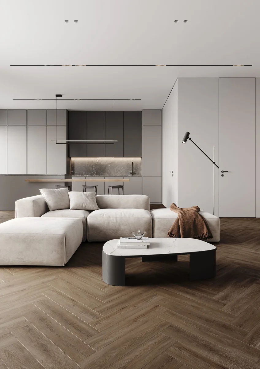 Кварцвиниловый SPC ламинат Fargo Bevel Parquet Дуб Квебек 33-6191-8 венгерская елка 615×123×6