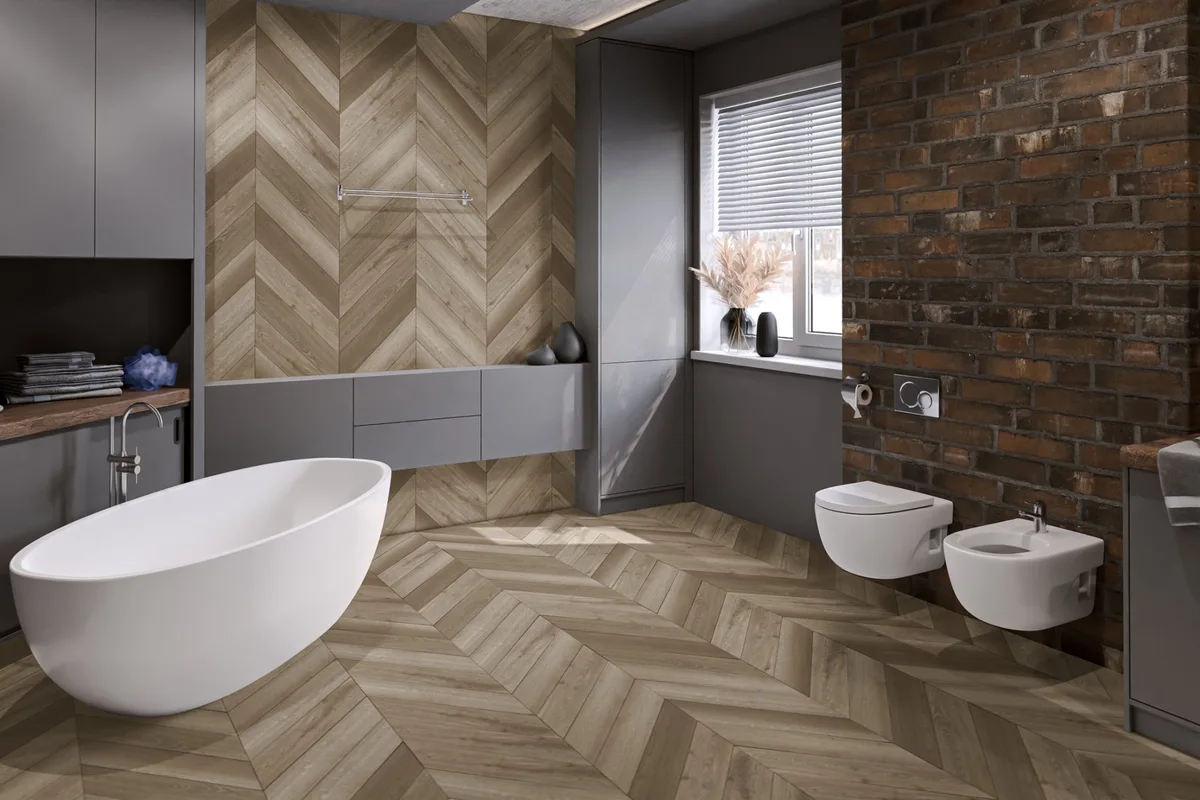 Кварцвиниловый SPC ламинат Damy Floor Chevron Сен-Жермен DF05-Ch французская елка 600×127×5