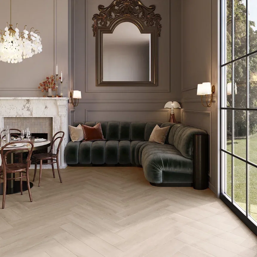 Кварцвиниловая плитка Invictus клеевая Maximus Herringbone Divine Oak Pure венгерская елка 749×150×2,5