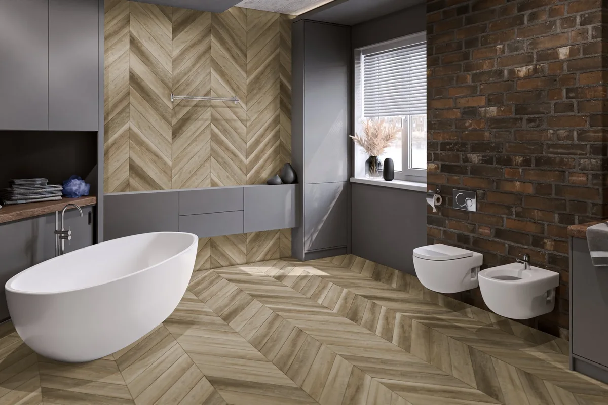 Кварцвиниловый SPC ламинат Damy Floor Chevron Амбуаз DF06-Ch французская елка 600×127×5