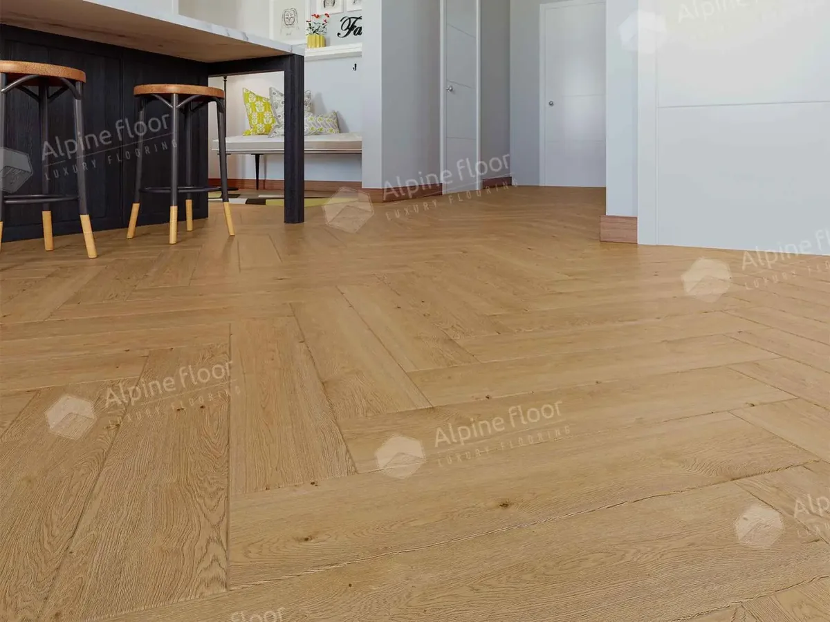 Кварцвиниловая плитка Alpine Floor клеевая Parquet LVT Дуб Хатиса ЕCО 16-27 венгерская елка 590×118×2,5