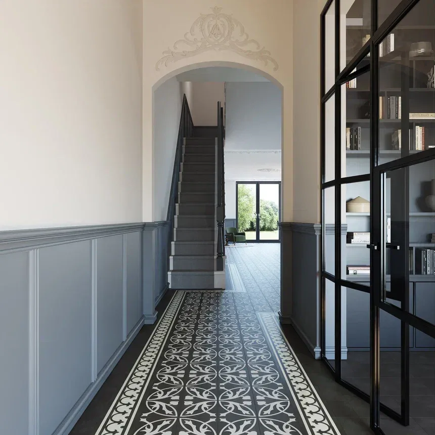 Кварцвиниловая плитка Invictus клеевая Maximus Tile Victorian Deco Charcoal 229×229×2,5