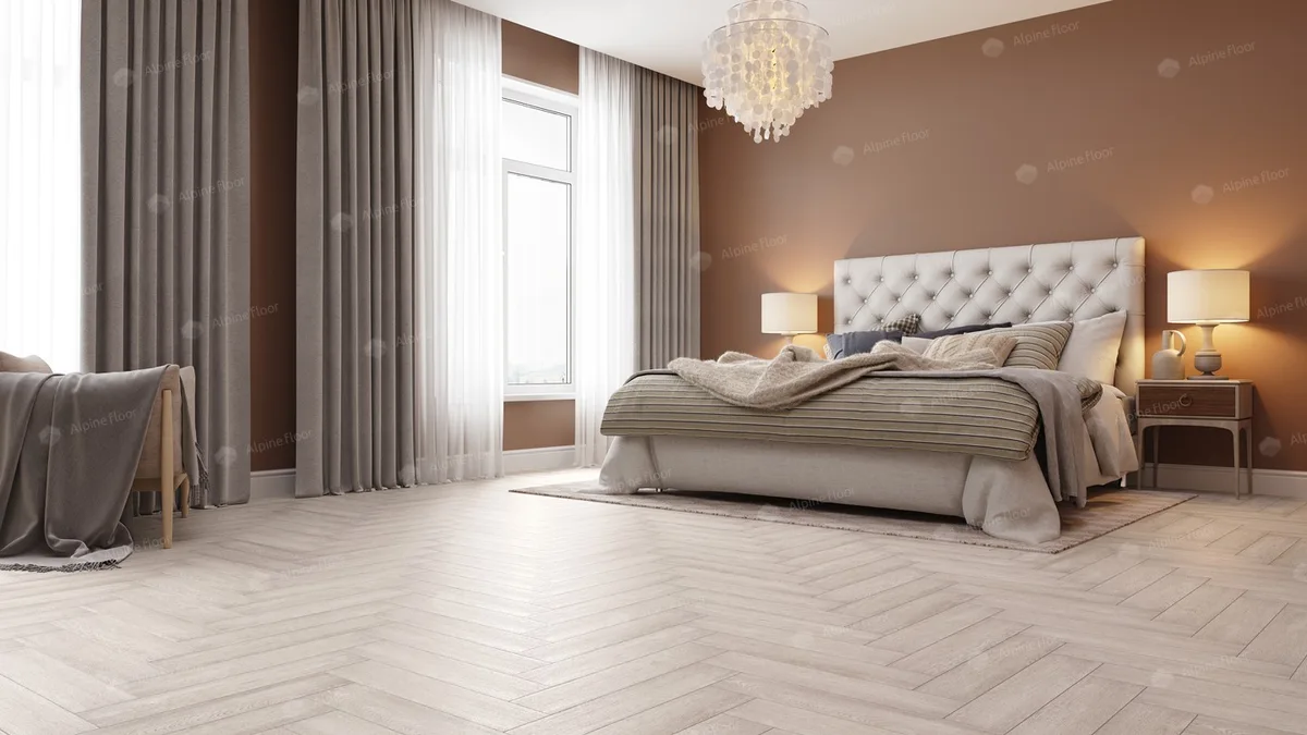 Кварцвиниловый SPC ламинат Alpine Floor Parquet Light Голубой Лес ECO 13-9 венгерская елка 600×125×4