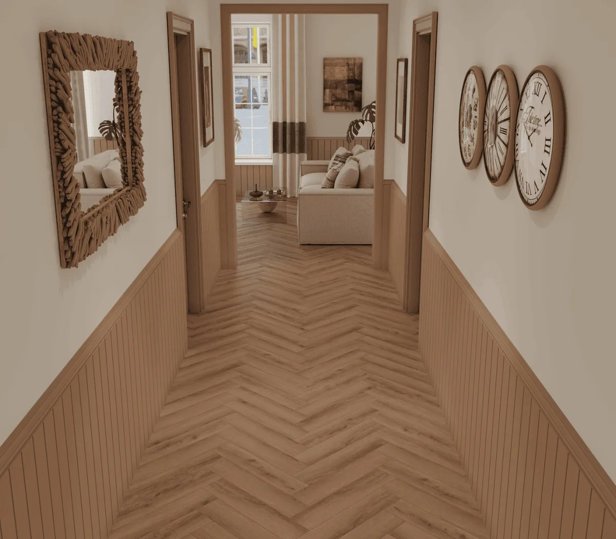 Кварцвиниловая плитка Norland клеевая Parquet S LVT Senezh 1056-5 венгерская елка 590×118×2,5