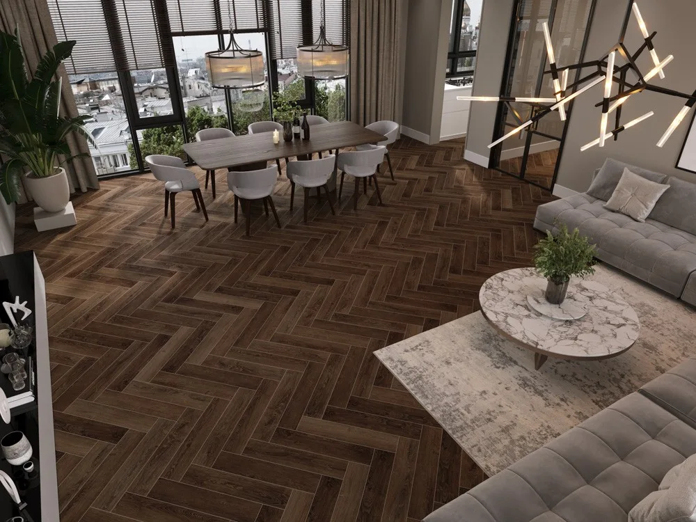 Кварцвиниловая плитка Cronafloor клеевая Herringbone Дуб Тулуза H LVT 001 венгерская елка 640×128×2,5