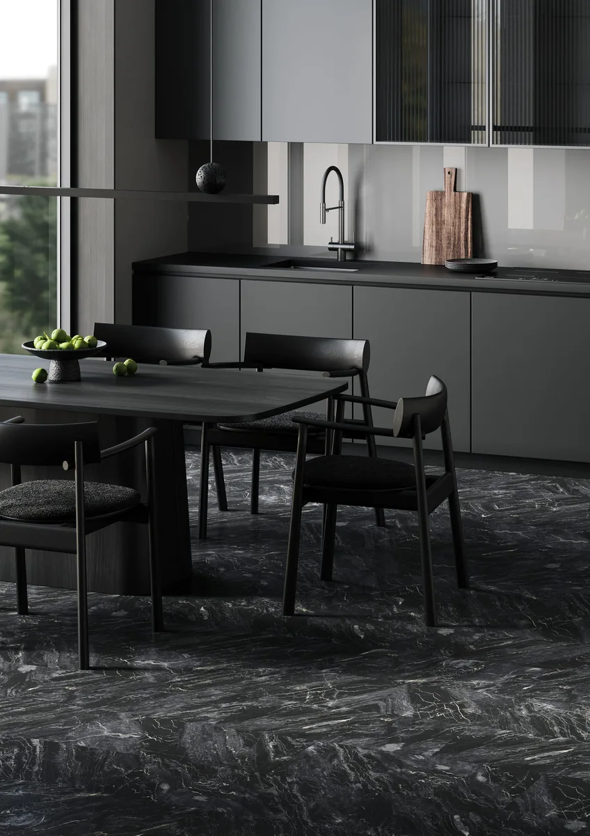 Кварцвиниловая плитка Fargo клеевая Stone LVT Гранит Черный 1804-3 606×303×2,5