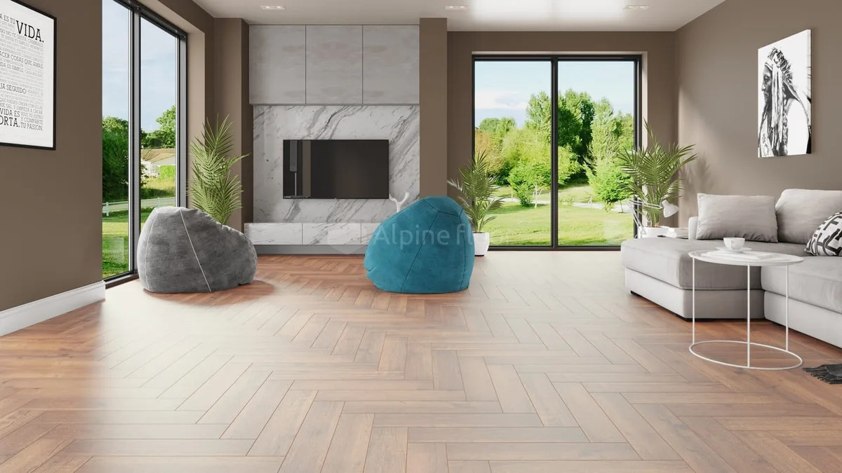 Кварцвиниловый SPC ламинат Alpine Floor Parquet Light Дуб Royal ECO 13-2 венгерская елка 600×125×4