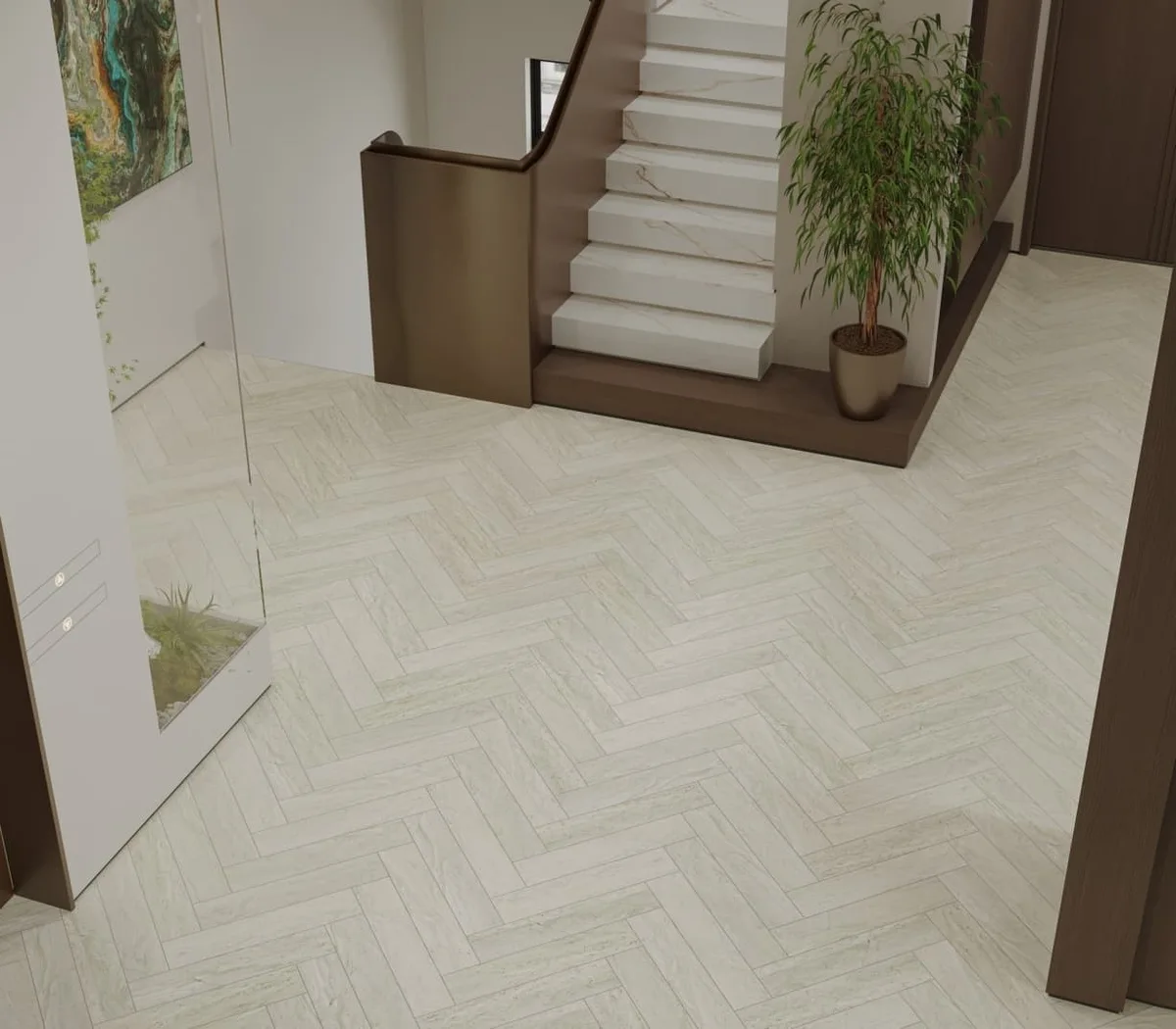 Кварцвиниловый SPC ламинат Alpine Floor Адамант Паркет Лу ECO 31-6-R венгерская елка 600×125×5