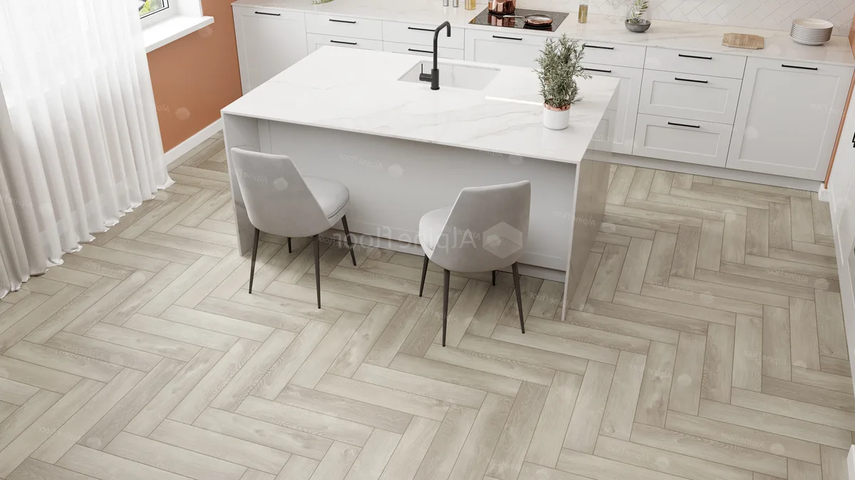 Кварцвиниловый SPC ламинат Alpine Floor Parquet Premium Дуб Фантазия ECO 19-1 венгерская елка 600×125×8