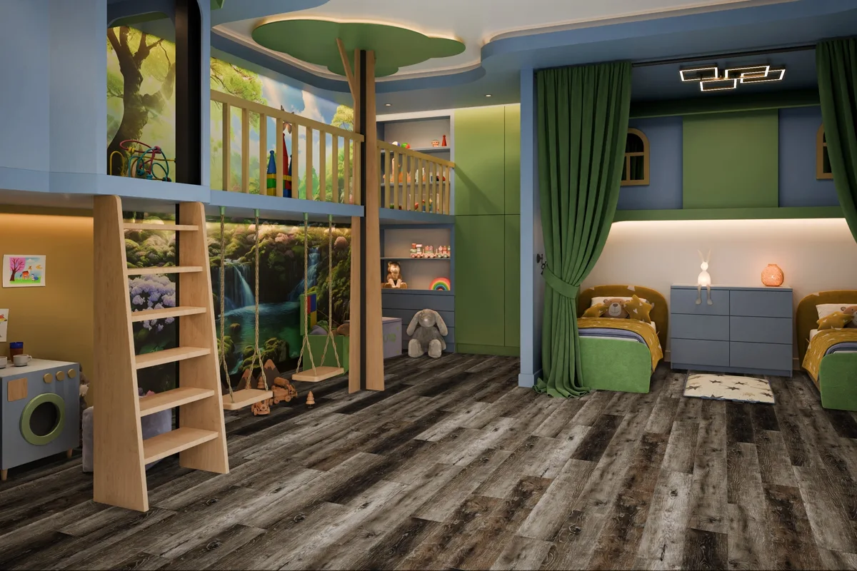 Кварцвиниловый SPC ламинат Damy Floor Family Дуб Рустикальный Черный TCM369-7 1220×180×4