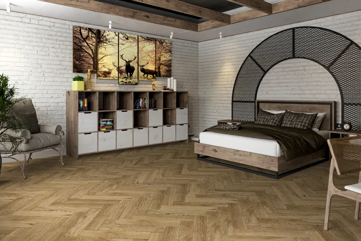 Кварцвиниловая плитка Damy Floor клеевая London LVT Кембридж 200410EL-01-LVT венгерская елка 590×118×2,5