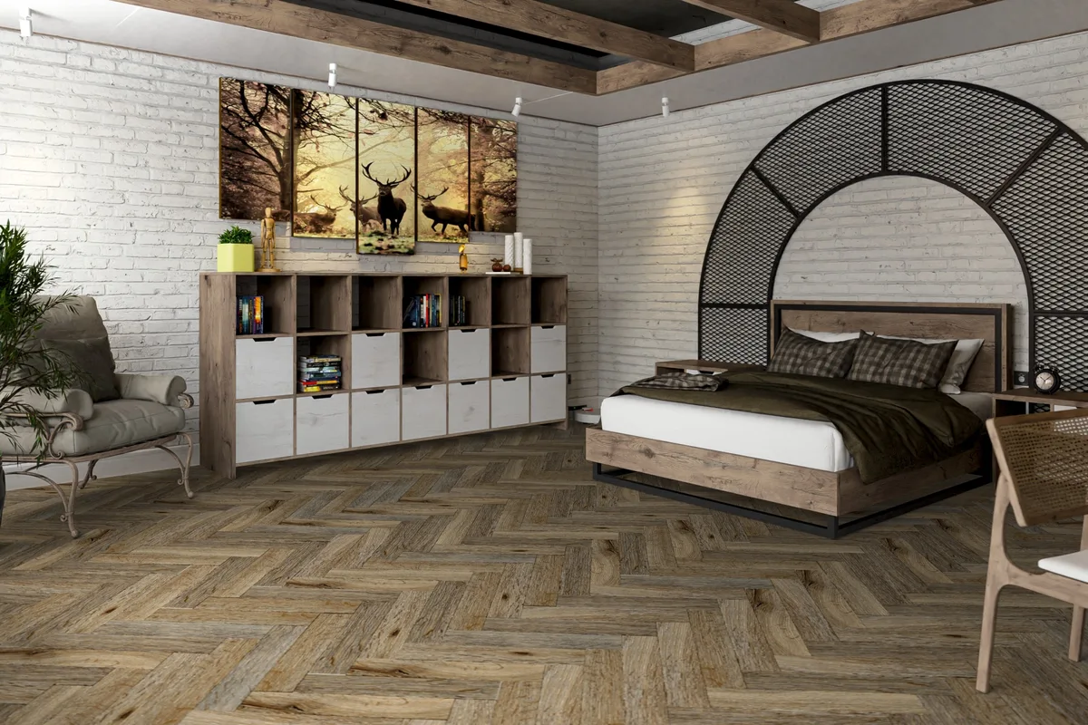 Кварцвиниловая плитка Damy Floor клеевая London LVT Ковентри 190707EL-01-LVT венгерская елка 590×118×2,5