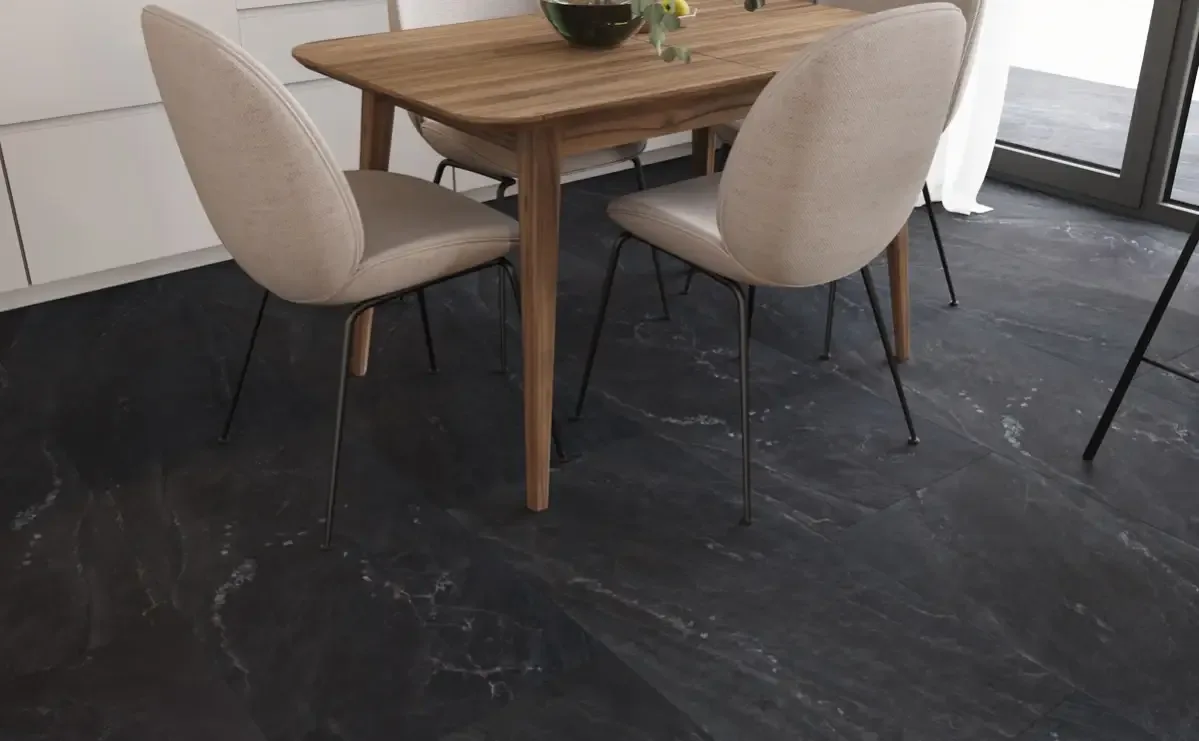 Кварцвиниловая плитка Vinilam клеевая Ceramo Stone Glue Неаполитанский Черный 91910 950×475×2,5